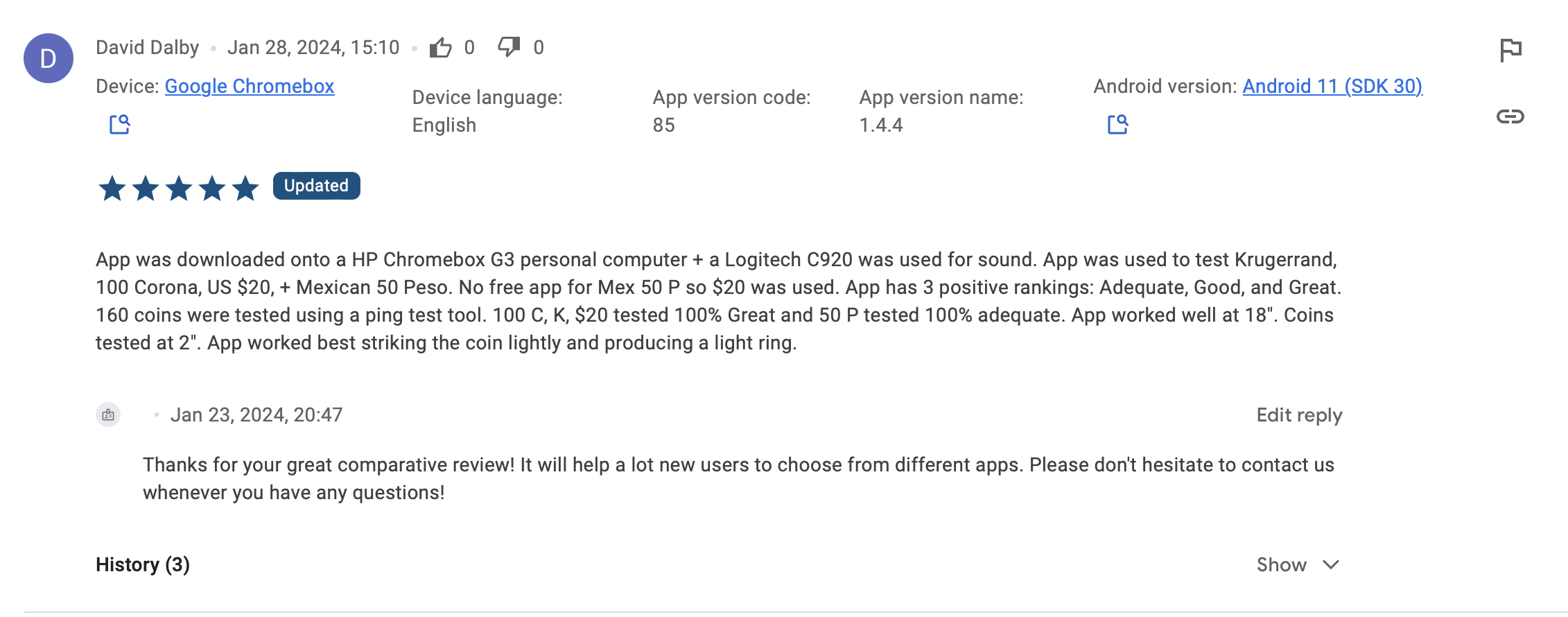 Short Review in Google Play